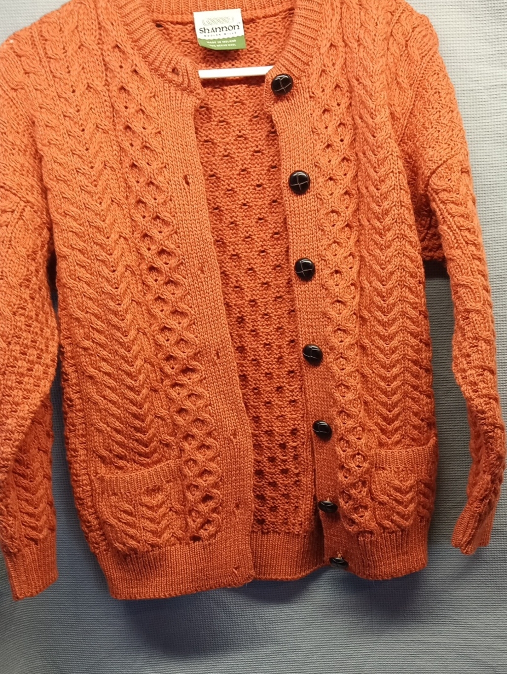 SHANNON Orange Cable Knit Cardigan Sweater